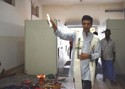 Machinery blessed as part of Ayudha Puja