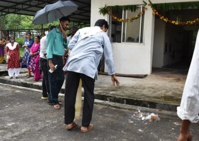 Machinery blessed as part of Ayudha Puja
