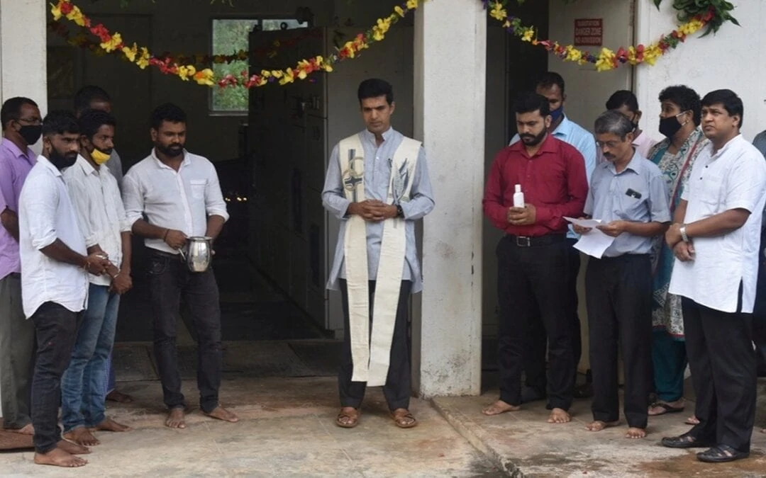 Machinery blessed as part of Ayudha Puja