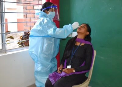 Students undergo COVID testing at AIMIT