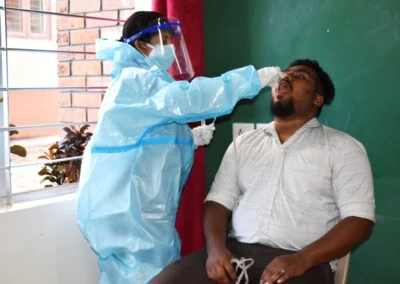 Students undergo COVID testing at AIMIT
