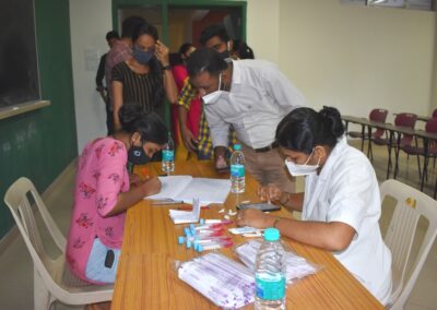 Students undergo COVID testing at AIMIT Centre