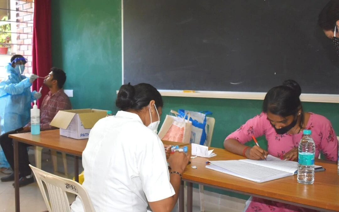Students undergo COVID testing at AIMIT