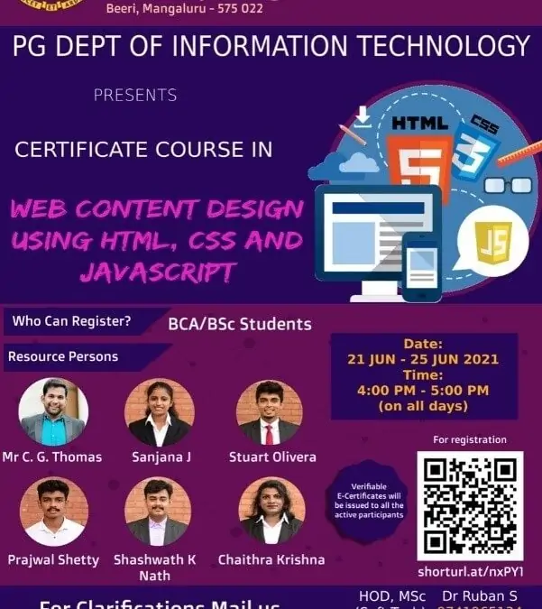 Five-day certificate course in web content design