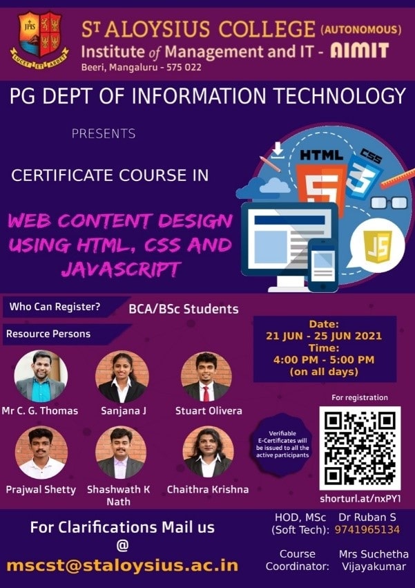 Five-day certificate course in web content design
