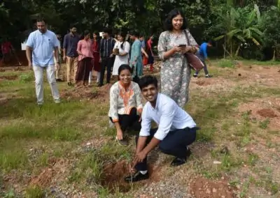 Eco Club members plant fruit-bearing saplings