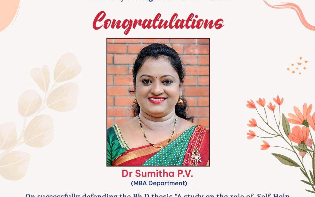 Aimit wishes Heartly Congratulations to Dr. Sumitha P. V
