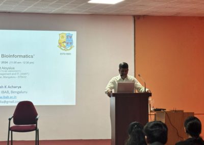 AIMIT Centre hosted a session “Trends in Bioinformatics’’ by Prof. Kshithish Acharya
