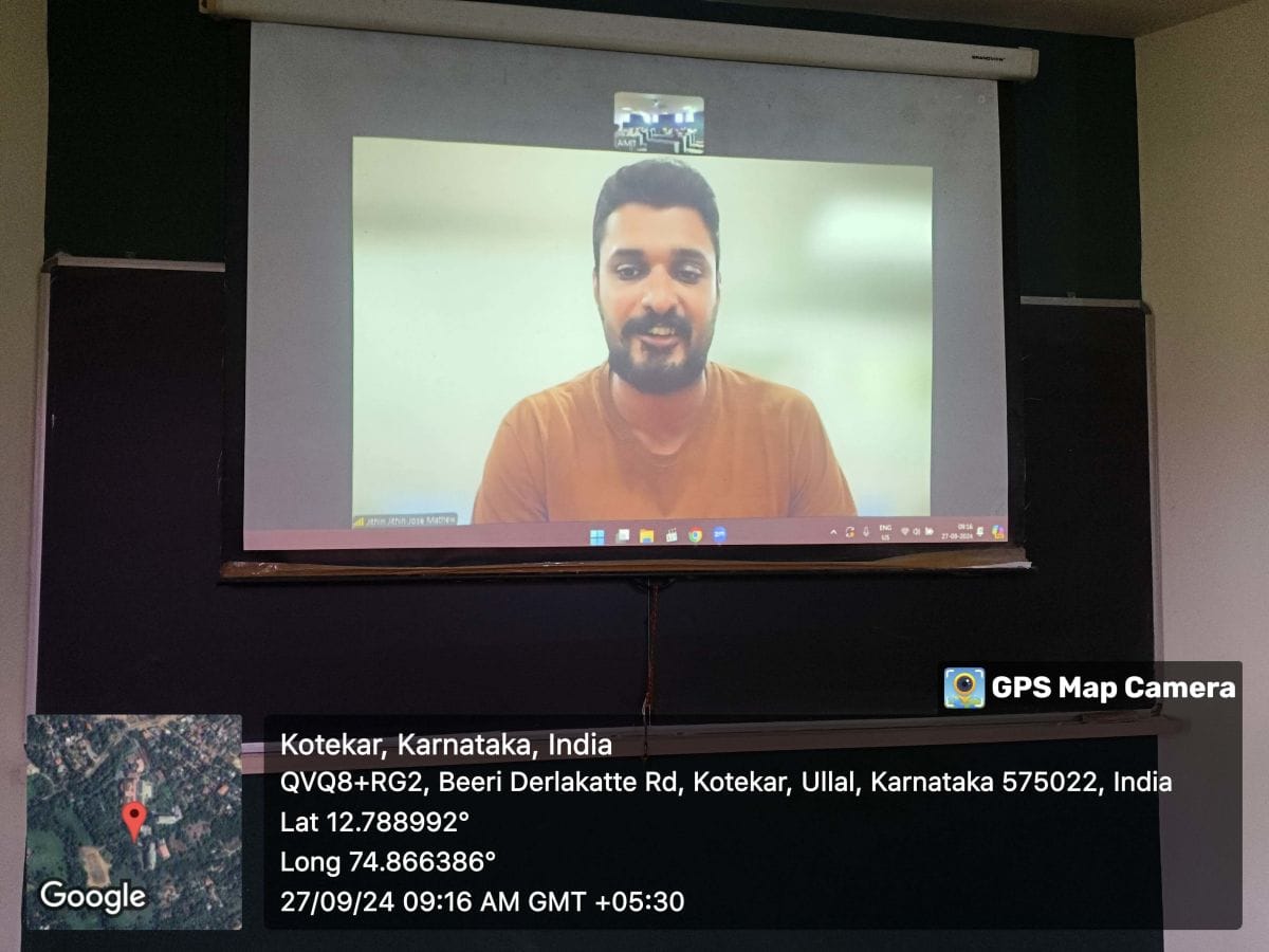 Department of Bioinformatics, AIMIT Centre hosted a Guest Lecture by Alumni, Mr Jithin Jose Mathew