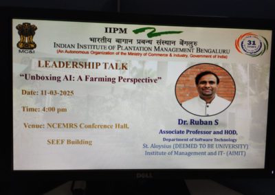 Dr Ruban delivers a Guest Lecture at IIPMB, Bengaluru
